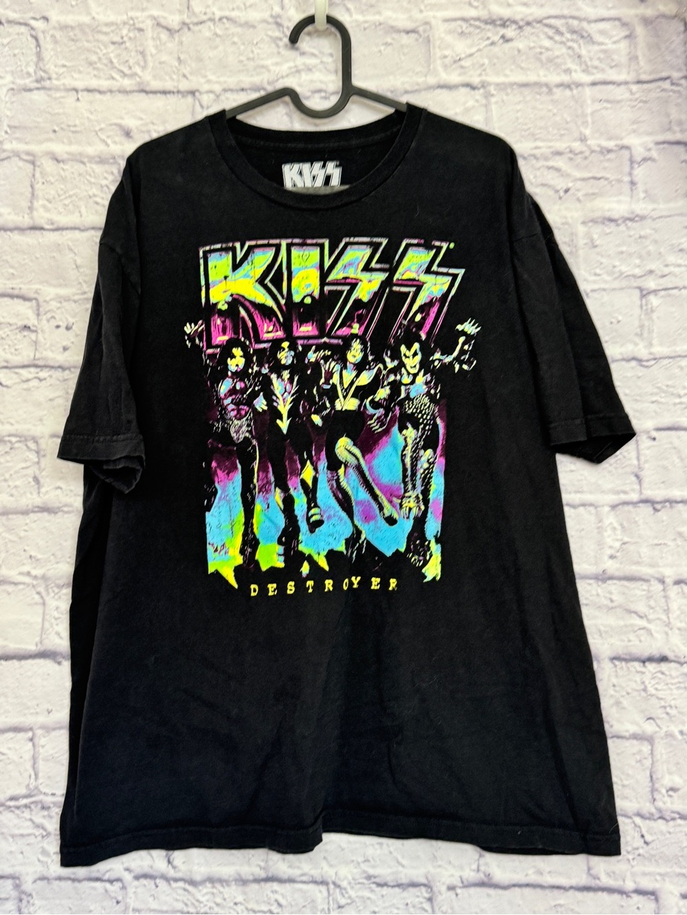 KISS 'Destroyer' Neon Graphic Band Tee size XL